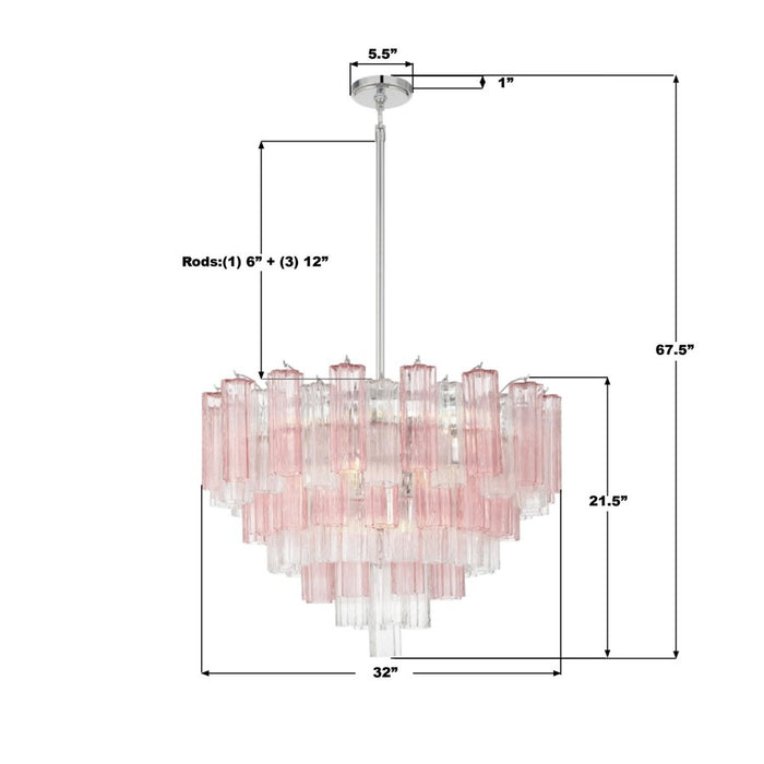 Crystorama Addis 16 Light Chandelier, Chrome/Spring