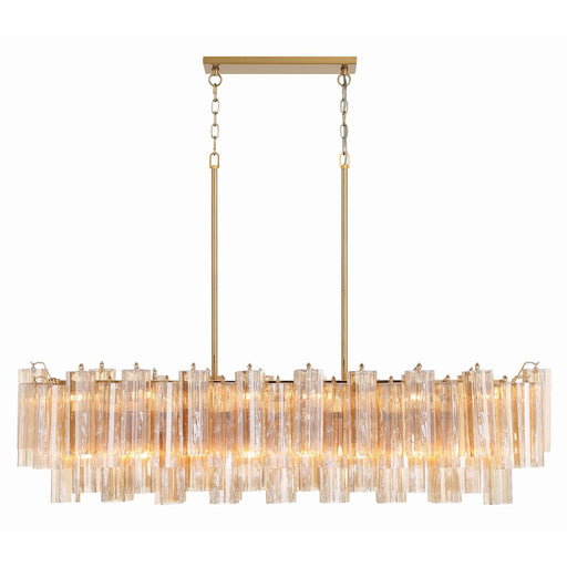 Crystorama Addis 14 Light Chandelier, Aged Brass/Amber