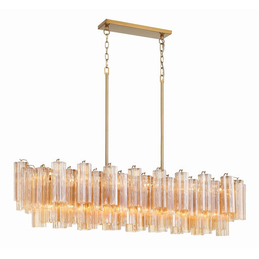 Crystorama Addis 14 Light Chandelier, Aged Brass/Amber