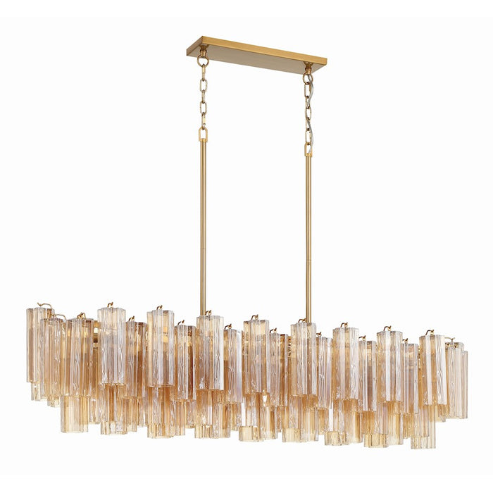 Crystorama Addis 14 Light Chandelier, Aged Brass/Amber