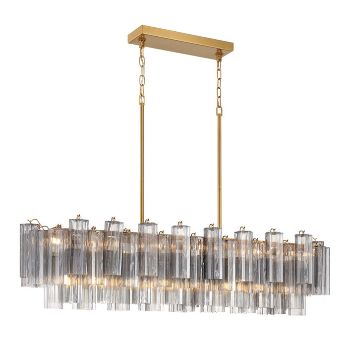 Crystorama Addis 14 Lt Linear Chandelier, Gray/Brass/Gold/Smoke - ADD-317-AG-SM