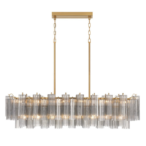 Crystorama Addis 14 Lt Linear Chandelier, Gray/Brass/Gold/Smoke