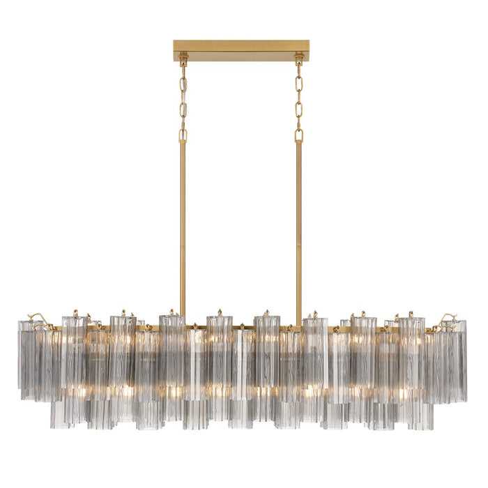 Crystorama Addis 14 Lt Linear Chandelier, Gray/Brass/Gold/Smoke