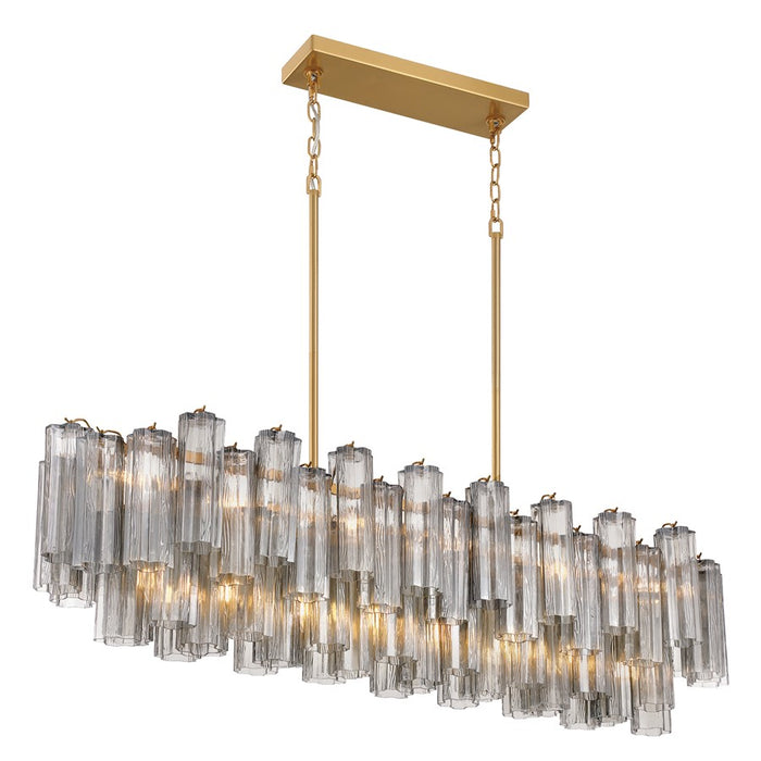 Crystorama Addis 14 Lt Linear Chandelier, Gray/Brass/Gold/Smoke
