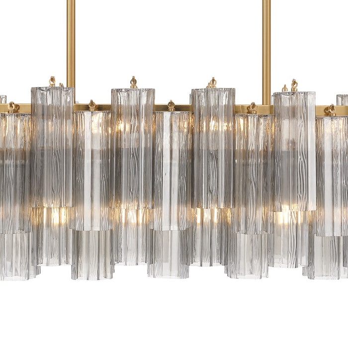 Crystorama Addis 14 Lt Linear Chandelier, Gray/Brass/Gold/Smoke