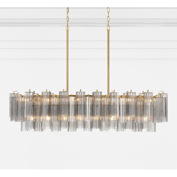 Crystorama Addis 14 Lt Linear Chandelier, Gray/Brass/Gold/Smoke