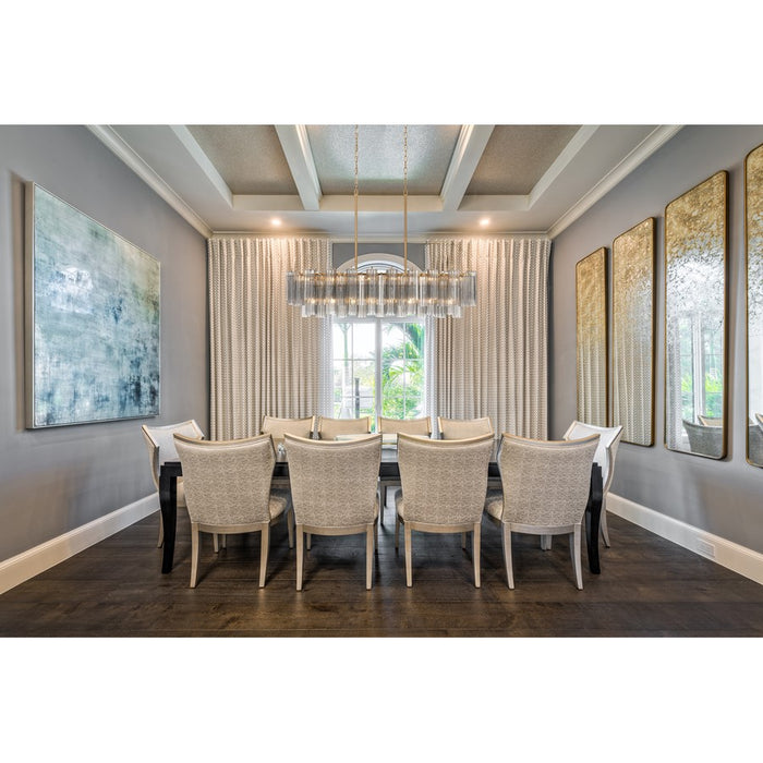 Crystorama Addis 14 Lt Linear Chandelier, Gray/Brass/Gold/Smoke