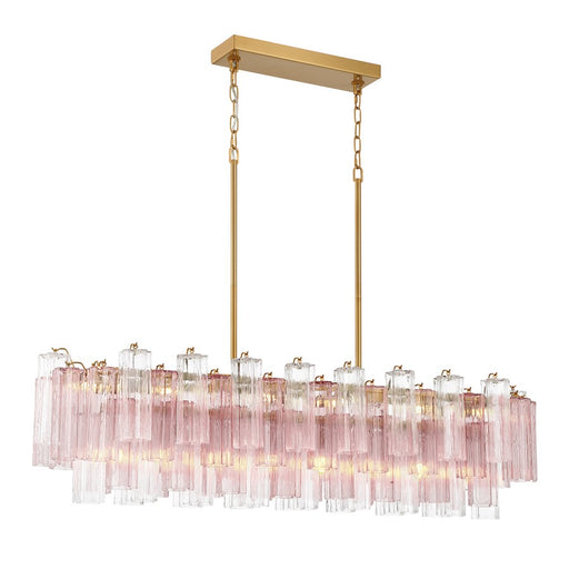 Crystorama Addis 14 Light Linear Chandelier, Brass/Gold/Spring