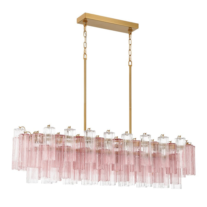 Crystorama Addis 14 Light Linear Chandelier, Brass/Gold/Spring