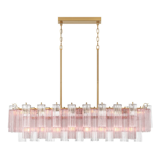 Crystorama Addis 14 Light Linear Chandelier, Brass/Gold/Spring