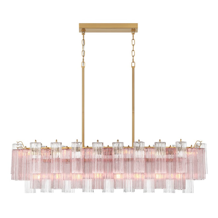 Crystorama Addis 14 Light Linear Chandelier, Brass/Gold/Spring