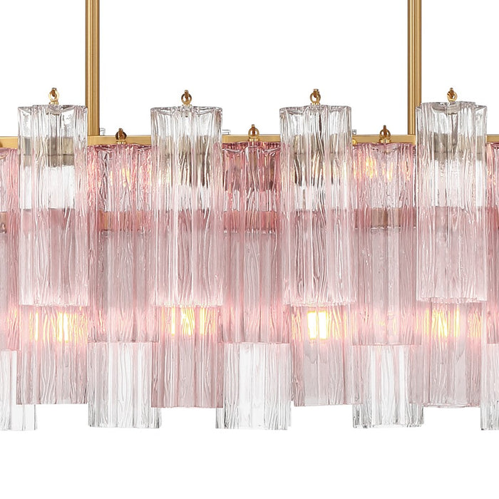 Crystorama Addis 14 Light Linear Chandelier, Brass/Gold/Spring