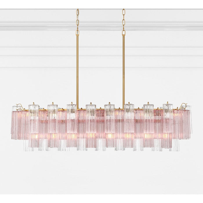 Crystorama Addis 14 Light Linear Chandelier, Brass/Gold/Spring