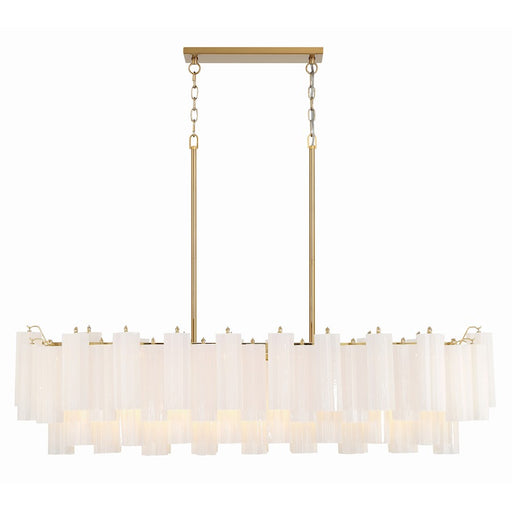 Crystorama Addis 14 Light Chandelier, Aged Brass/White