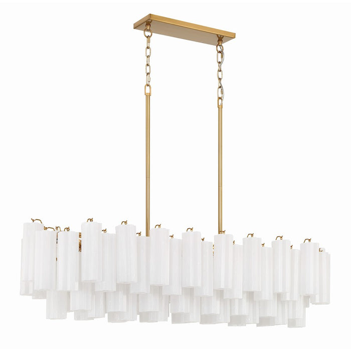 Crystorama Addis 14 Light Chandelier, Aged Brass/White