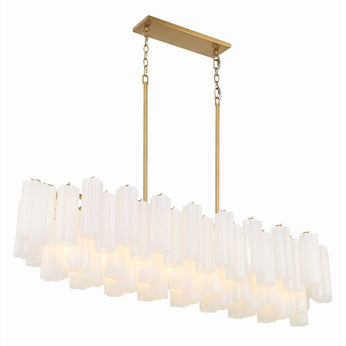 Crystorama Addis 14 Light Chandelier, Aged Brass/White