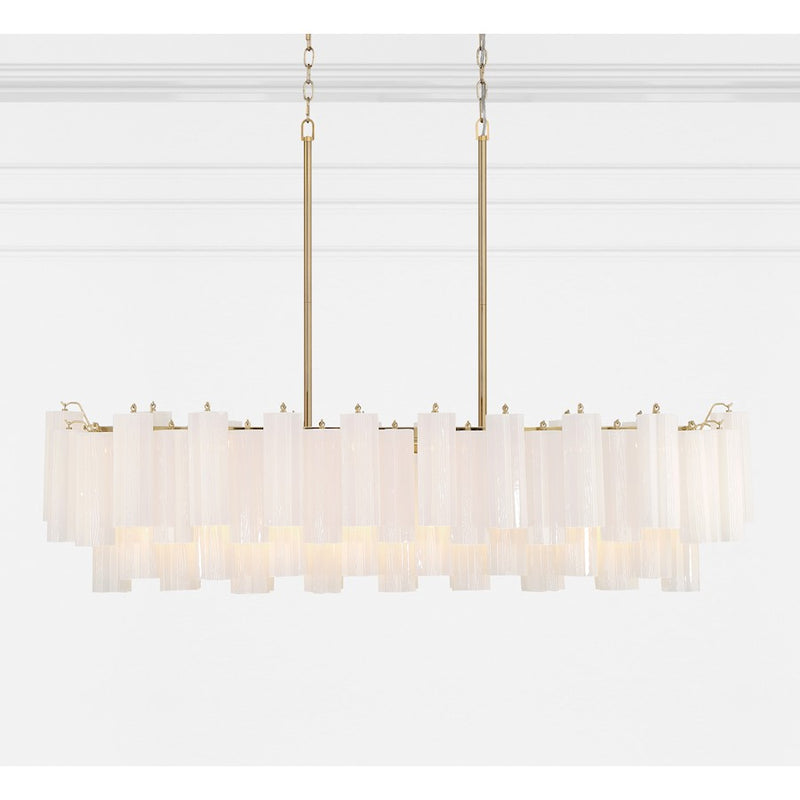 Crystorama Addis 14 Light Chandelier, Aged Brass/White