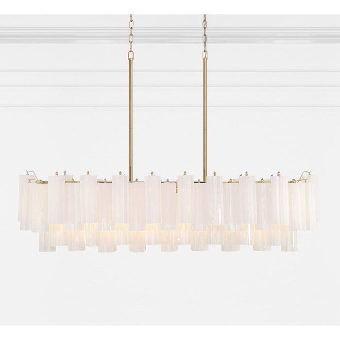 Crystorama Addis 14 Light Chandelier, Aged Brass/White