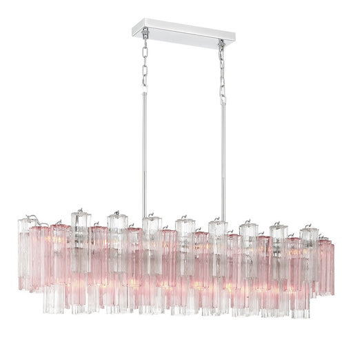 Crystorama Addis 14 Light Linear Chandelier, Chrome/Spring