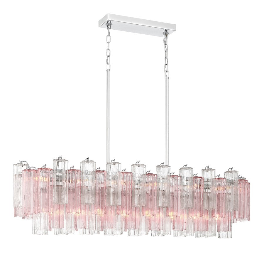 Crystorama Addis 14 Light Linear Chandelier, Chrome/Spring