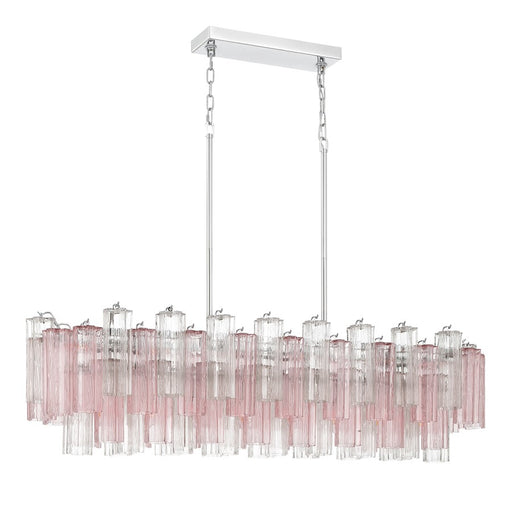 Crystorama Addis 14 Light Linear Chandelier, Chrome/Spring