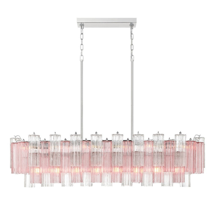 Crystorama Addis 14 Light Linear Chandelier, Chrome/Spring