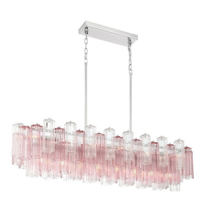 Crystorama Addis 14 Light Linear Chandelier, Chrome/Spring
