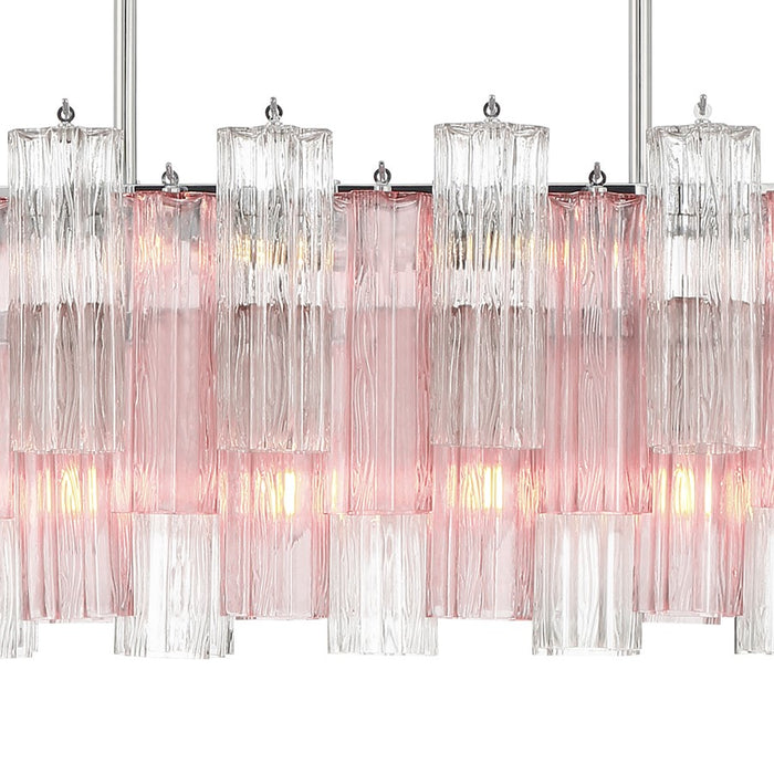 Crystorama Addis 14 Light Linear Chandelier, Chrome/Spring