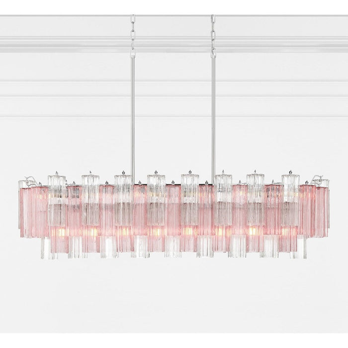 Crystorama Addis 14 Light Linear Chandelier, Chrome/Spring