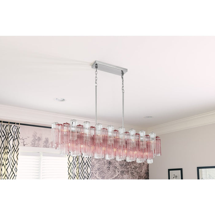 Crystorama Addis 14 Light Linear Chandelier, Chrome/Spring