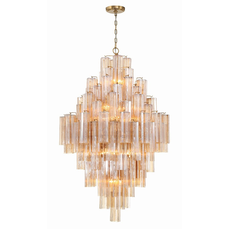 Crystorama Addis 20 Light Chandelier, Aged Brass/Amber