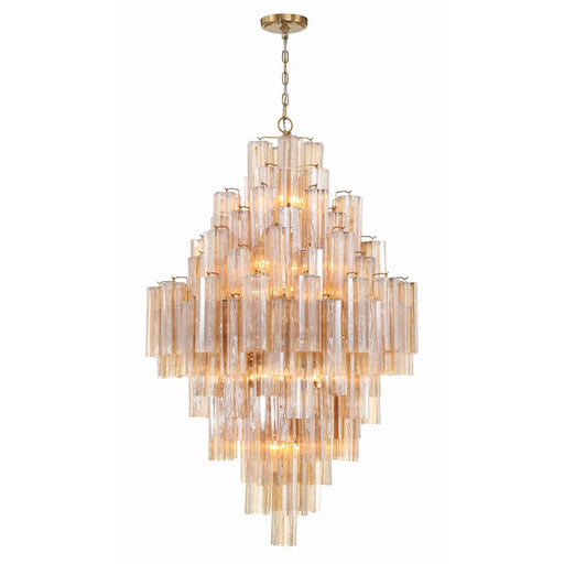 Crystorama Addis 20 Light Chandelier, Aged Brass/Amber