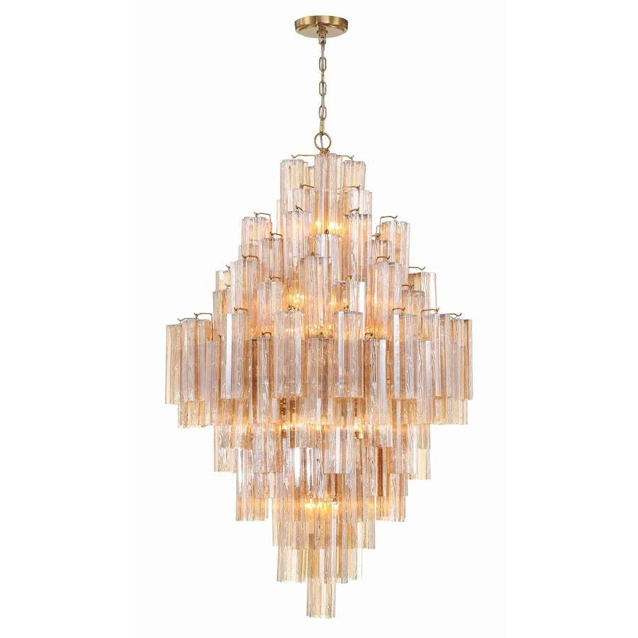 Crystorama Addis 20 Light Chandelier, Aged Brass/Amber