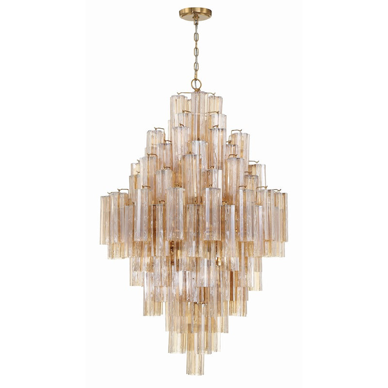 Crystorama Addis 20 Light Chandelier, Aged Brass/Amber