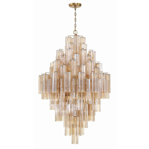 Crystorama Addis 20 Light Chandelier, Aged Brass/Amber