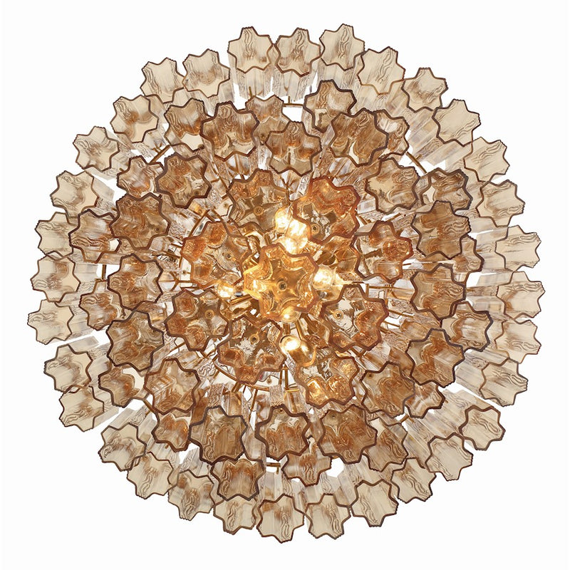 Crystorama Addis 20 Light Chandelier, Aged Brass/Amber
