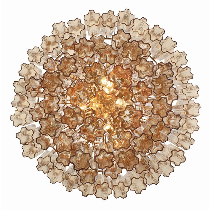Crystorama Addis 20 Light Chandelier, Aged Brass/Amber