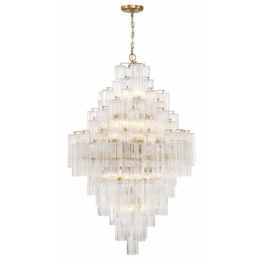 Crystorama Addis 20 Light Chandelier, Aged Brass/Clear