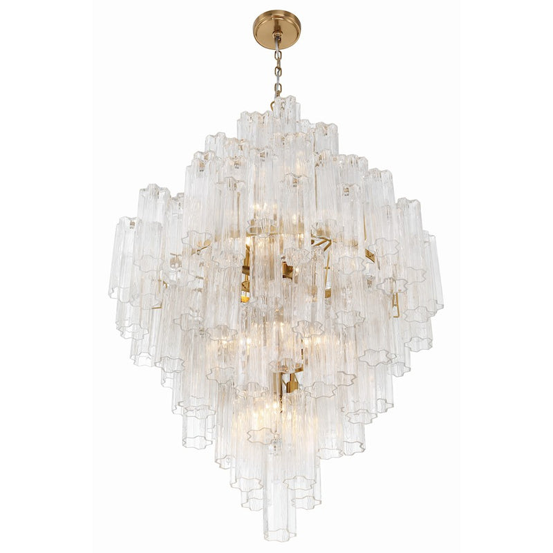 Crystorama Addis 20 Light Chandelier, Aged Brass/Clear