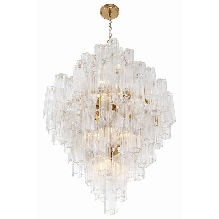 Crystorama Addis 20 Light Chandelier, Aged Brass/Clear