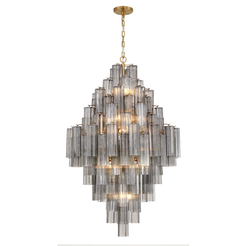 Crystorama Addis 20 Light Chandelier, Gray/Brass/Gold/Smoke