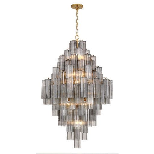 Crystorama Addis 20 Light Chandelier, Gray/Brass/Gold/Smoke