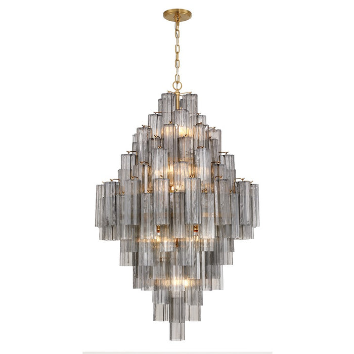 Crystorama Addis 20 Light Chandelier, Gray/Brass/Gold/Smoke - ADD-319-AG-SM