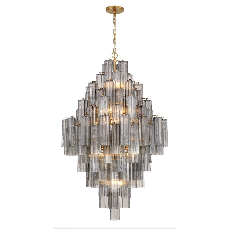 Crystorama Addis 20 Light Chandelier, Gray/Brass/Gold/Smoke