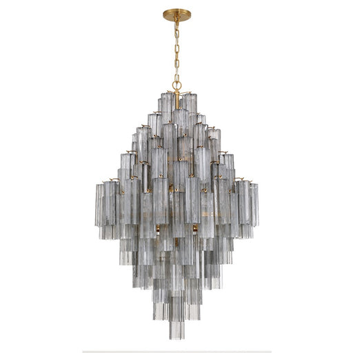 Crystorama Addis 20 Light Chandelier, Gray/Brass/Gold/Smoke