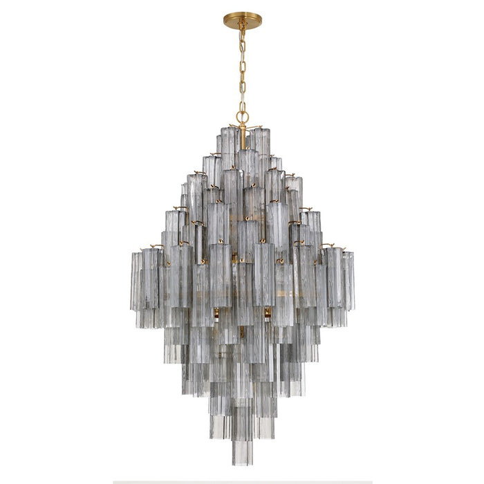 Crystorama Addis 20 Light Chandelier, Gray/Brass/Gold/Smoke