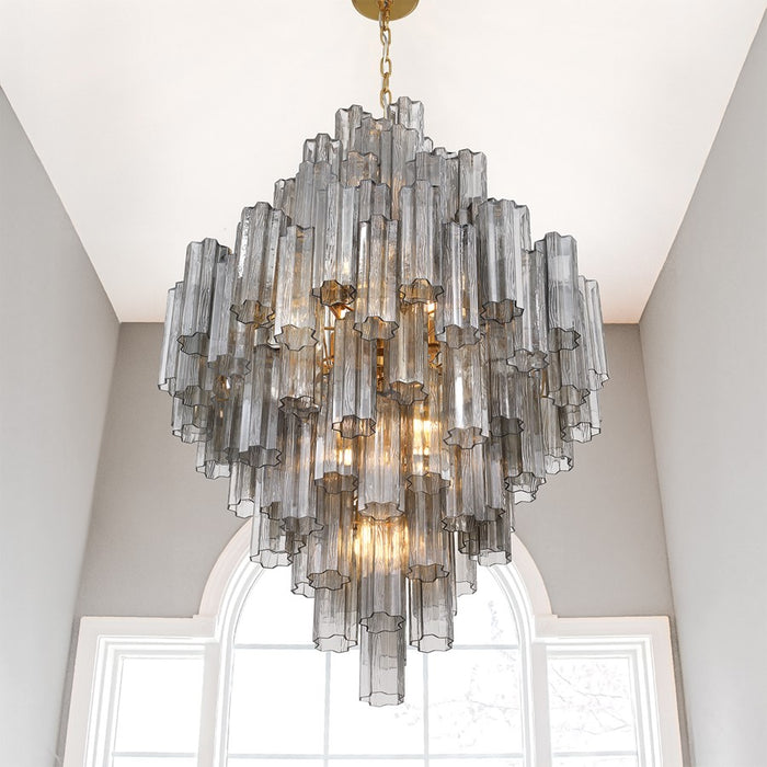 Crystorama Addis 20 Light Chandelier, Gray/Brass/Gold/Smoke