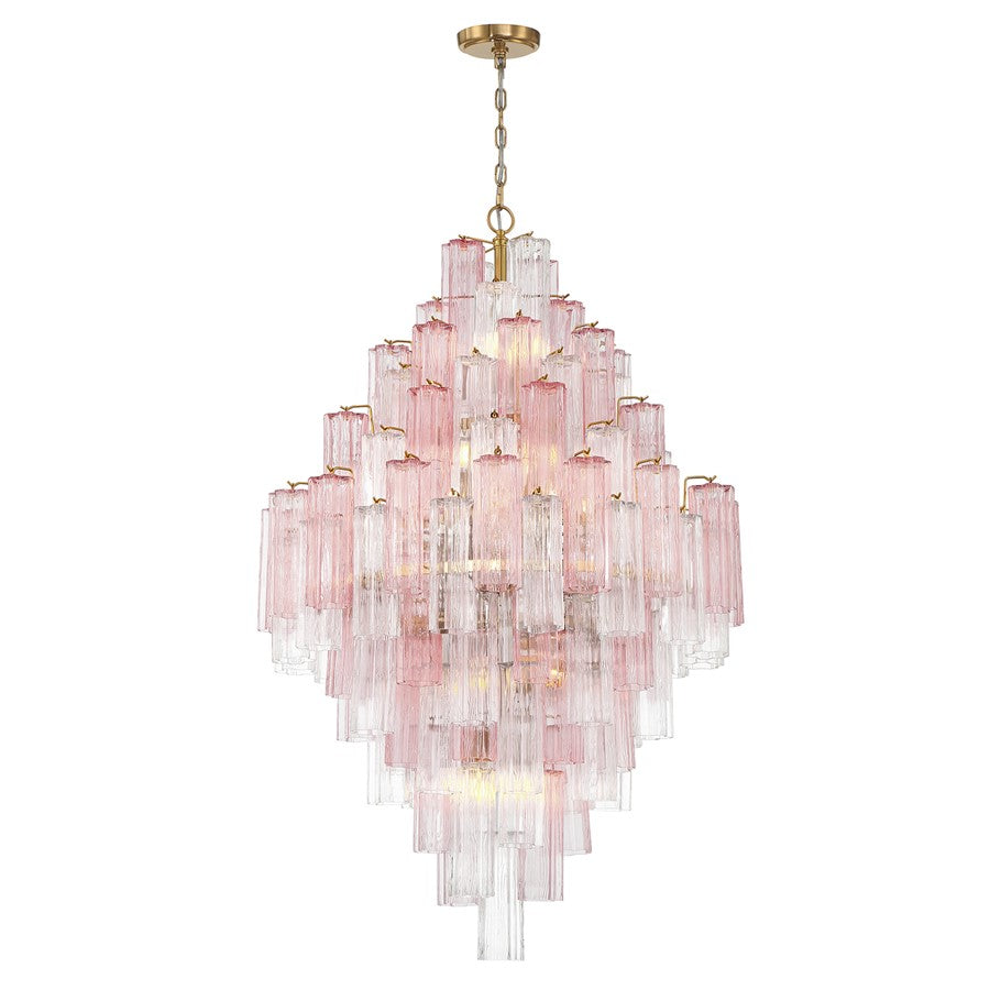 Crystorama Addis 20 Light Chandelier, Brass/Gold/Spring