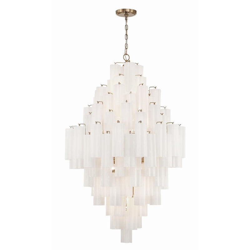Crystorama Addis 20 Light Chandelier, Aged Brass/White