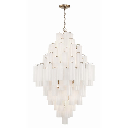 Crystorama Addis 20 Light Chandelier, Aged Brass/White